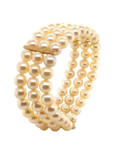 Bracelet Bracelet vintage en perles avec barrettes en or jaune 18 carats 58 Facettes