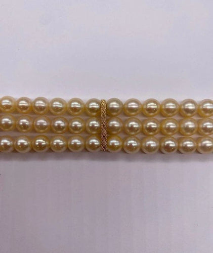 Bracelet Bracelet vintage en perles avec barrettes en or jaune 18 carats 58 Facettes