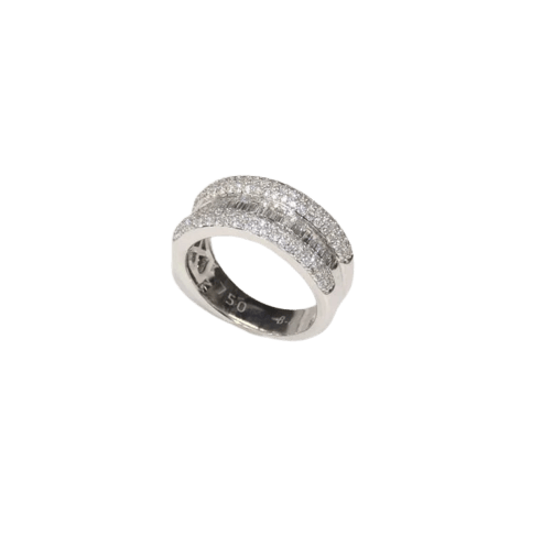 Bague 55 Bague en or blanc 18 carats sertie de diamants 58 Facettes