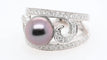 Bague 54 Bague cocktail en or blanc 18 carats avec perle de Tahiti et diamants 58 Facettes