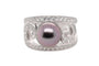 Bague 54 Bague cocktail en or blanc 18 carats avec perle de Tahiti et diamants 58 Facettes