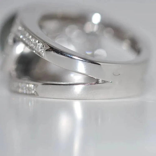 Bague 54 Bague cocktail en or blanc 18 carats avec perle de Tahiti et diamants 58 Facettes