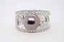 Bague 54 Bague cocktail en or blanc 18 carats avec perle de Tahiti et diamants 58 Facettes