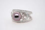 Bague 54 Bague cocktail en or blanc 18 carats avec perle de Tahiti et diamants 58 Facettes