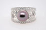 Bague 54 Bague cocktail en or blanc 18 carats avec perle de Tahiti et diamants 58 Facettes