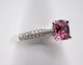 Bague 54 Bague en or blanc 18 carats avec diamants et saphir rose 58 Facettes