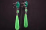 Boucles d'oreilles Boucles d'oreilles en agate verte et jade en or blanc 18 carats 58 Facettes