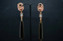 Boucles d'oreilles Boucles d’oreilles en or rose 18 carats avec diamants, quartz fumé et agate noire 58 Facettes