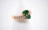 Bague 54 Bague Duo émeraudes et diamants en or rose 18 carats 58 Facettes