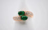 Bague 54 Bague Duo émeraudes et diamants en or rose 18 carats 58 Facettes