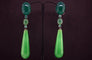 Boucles d'oreilles Boucles d'oreilles en or blanc 18 carats, émeraudes, jade et agate verte 58 Facettes