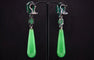 Boucles d'oreilles Boucles d'oreilles en or blanc 18 carats, émeraudes, jade et agate verte 58 Facettes