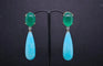 Boucles d'oreilles Boucles d’oreilles agate verte et amazonite en or 18 carats avec diamants 58 Facettes