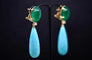 Boucles d'oreilles Boucles d’oreilles agate verte et amazonite en or 18 carats avec diamants 58 Facettes