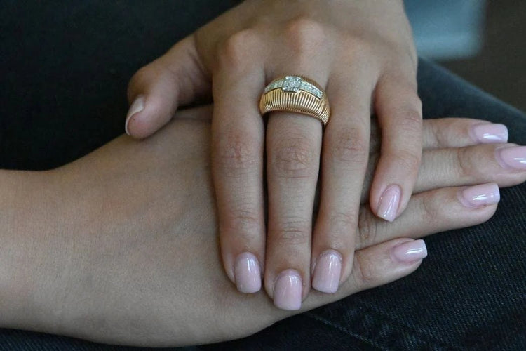 Bague 54 Bague en or rose 750 avec diamants 58 Facettes