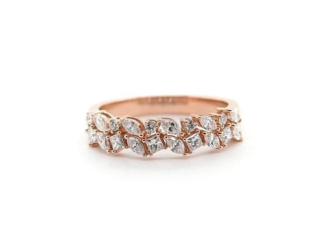Bague 54 Alliance - Bague demi-tour en or rose 18 carats et diamants 58 Facettes