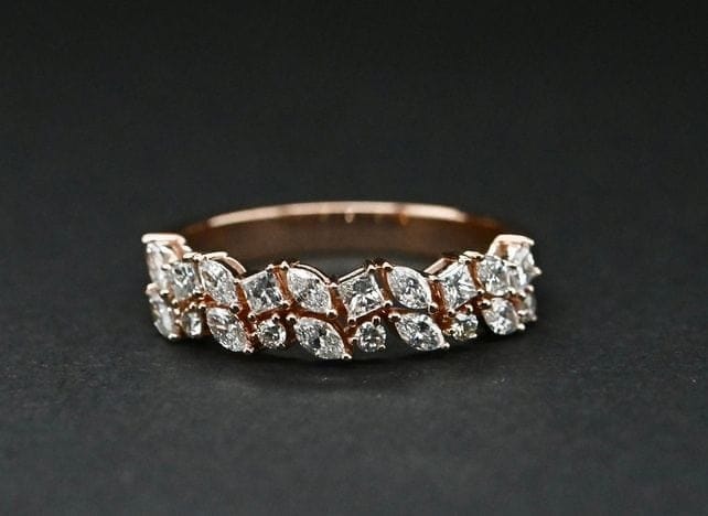 Bague 54 Alliance - Bague demi-tour en or rose 18 carats et diamants 58 Facettes