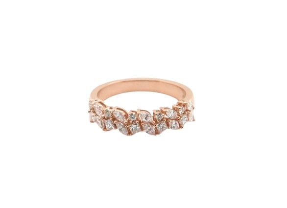 Bague 54 Alliance - Bague demi-tour en or rose 18 carats et diamants 58 Facettes