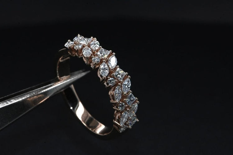 Bague 54 Alliance - Bague demi-tour en or rose 18 carats et diamants 58 Facettes