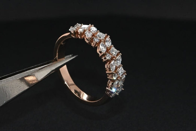 Bague 54 Alliance - Bague demi-tour en or rose 18 carats et diamants 58 Facettes