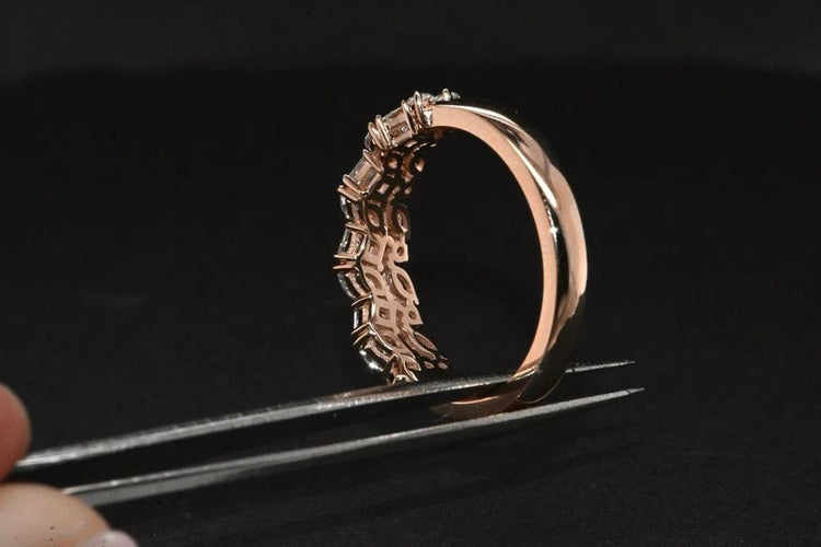Bague 54 Alliance - Bague demi-tour en or rose 18 carats et diamants 58 Facettes