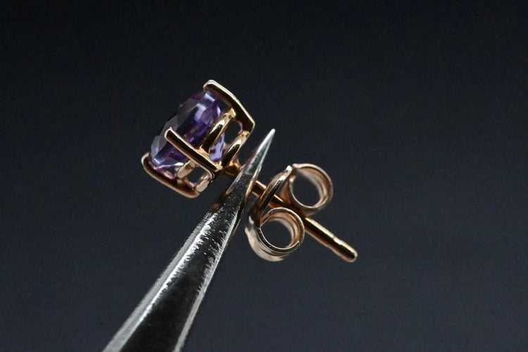 Boucles d'oreilles Boucles d'oreilles améthystes en or rose 58 Facettes