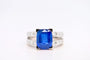Bague 53 Bague en or blanc 18 carats au saphir 5,77 ct et diamants 58 Facettes