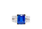 Bague 53 Bague en or blanc 18 carats au saphir 5,77 ct et diamants 58 Facettes