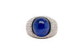Bague 53 Bague en or blanc 18 carats avec saphir cabochon et diamants 58 Facettes