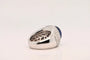 Bague 53 Bague en or blanc 18 carats avec saphir cabochon et diamants 58 Facettes
