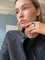 Bague 53 Bague en or blanc 18 carats avec saphir cabochon et diamants 58 Facettes