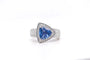 Bague 53 Bague en or blanc 18 carats avec saphir et diamants 58 Facettes