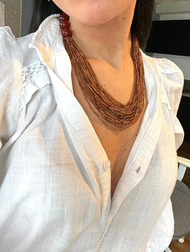 Collier Collier en agate rouge, hessonite et bakélite 58 Facettes