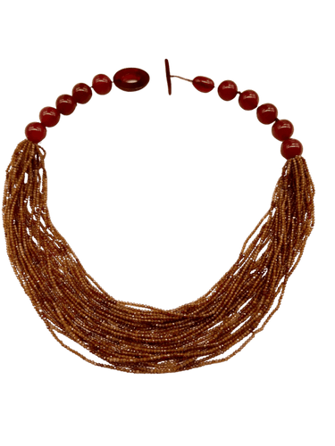 Collier Collier en agate rouge, hessonite et bakélite 58 Facettes