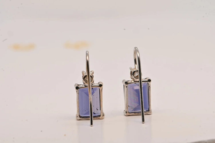 Boucles d'oreilles Boucles d'oreilles en or blanc 18 carats avec iolites et diamants 58 Facettes