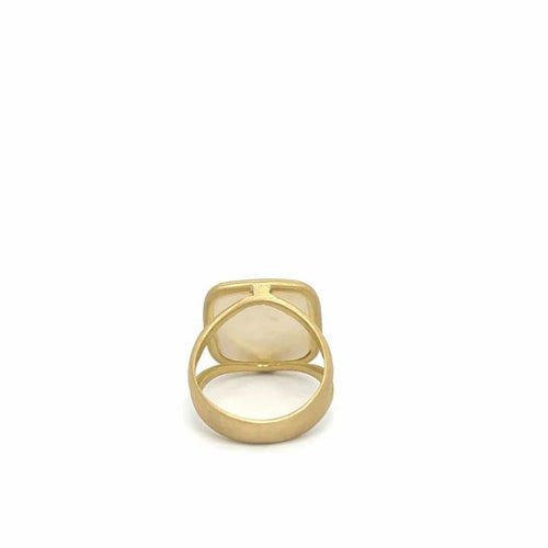 Bague 54.5 Bague anneau carré en or jaune 18 carats et nacre 58 Facettes