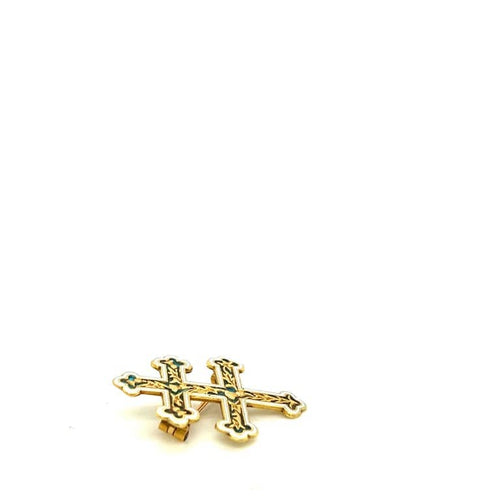 Broche Broche Croix de Lorraine en or jaune 18 carats émaillée 58 Facettes