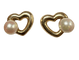 Boucles d'oreilles Cartier - Boucles d'oreilles cœur en or jaune 18 carats et perles blanches 58 Facettes
