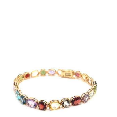 Bracelet Bracelet flexible en or rose 18 carats et pierres multicolores 58 Facettes