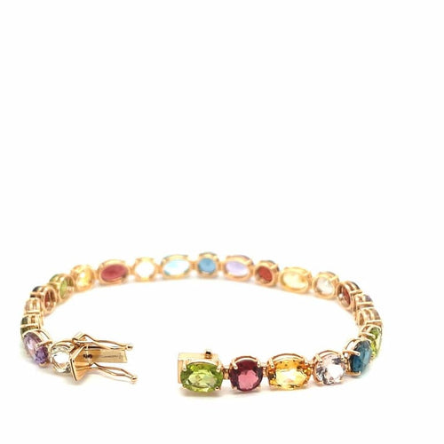 Bracelet Bracelet flexible en or rose 18 carats et pierres multicolores 58 Facettes