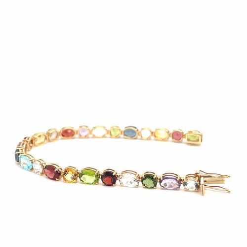 Bracelet Bracelet flexible en or rose 18 carats et pierres multicolores 58 Facettes