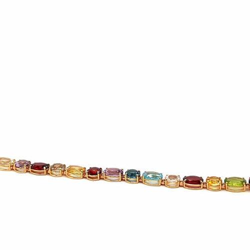 Bracelet Bracelet flexible en or rose 18 carats et pierres multicolores 58 Facettes