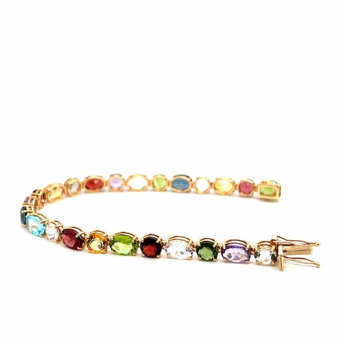 Bracelet Bracelet flexible en or rose 18 carats et pierres multicolores 58 Facettes