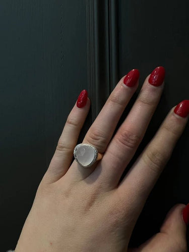 Bague 54 Bague en or rose 18 carats avec quartz blanc 8,05 ct et diamants 58 Facettes