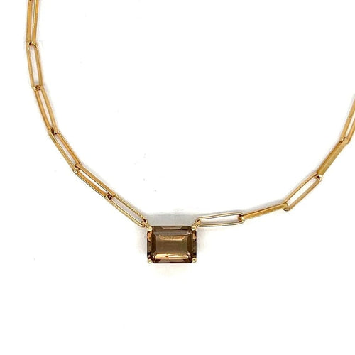Collier Collier en or jaune 18 carats et quartz fumé 58 Facettes