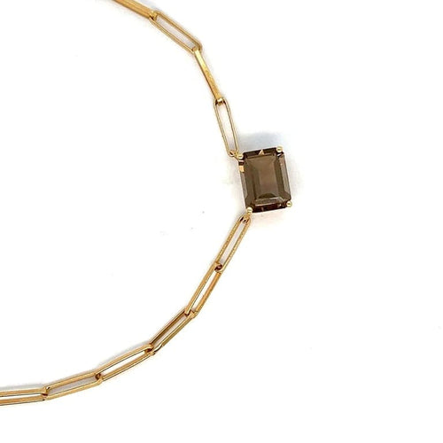 Collier Collier en or jaune 18 carats et quartz fumé 58 Facettes