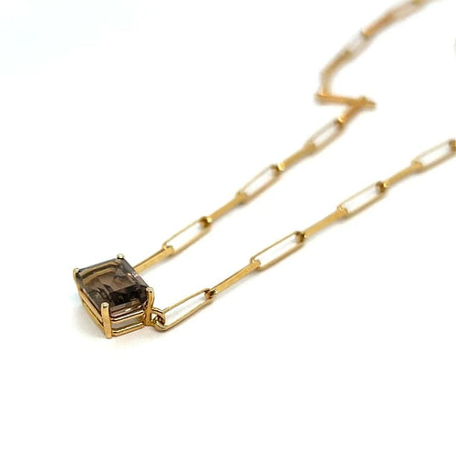 Collier Collier en or jaune 18 carats et quartz fumé 58 Facettes