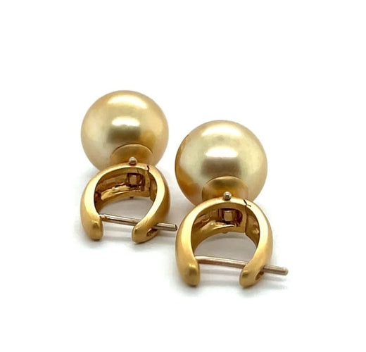 Boucles d'oreilles Boucles d’oreilles pendantes en or jaune 18 carats et perles champagne 58 Facettes 380872/Z05HU0U1