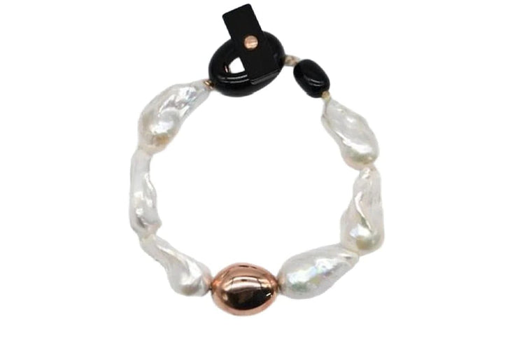 Bracelet Bracelet de perles baroques avec fermoir en or rose 18 carats 58 Facettes 341953/A0E8D2