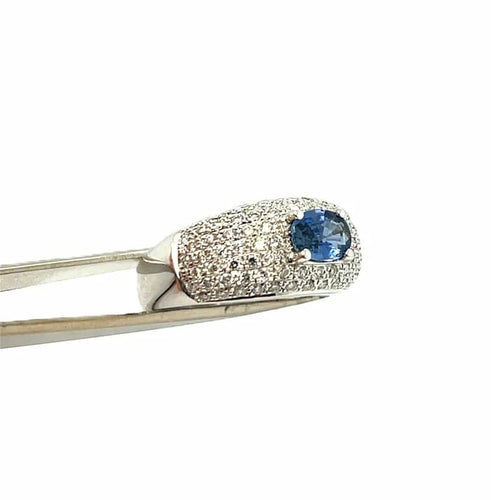 Bague 54 Bague cocktail en or blanc 18 carats avec saphir et diamants 58 Facettes